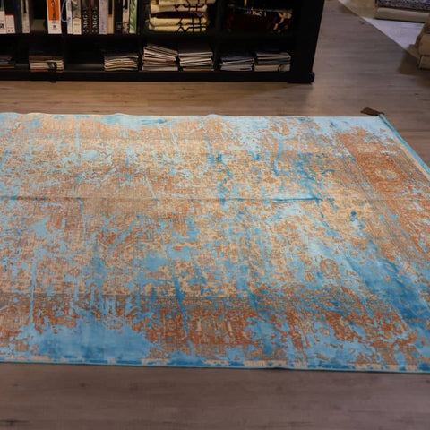 Tabriz Canal Aerial Historia Turquoise Rug