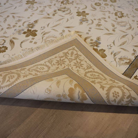 Beige Floral Acrylic Bamboo Rug