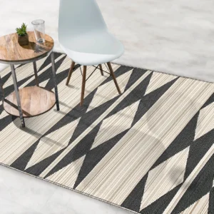 Cairo - Natural & Black Geometric Outdoor Rug for Patio
