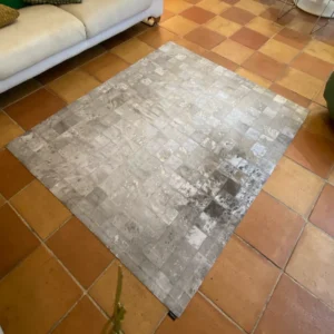 Cowhide rug, silver-grey patchwork