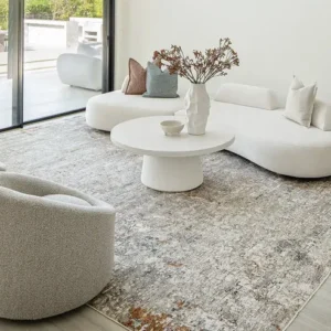 Gold And Grey Abstract Carpet