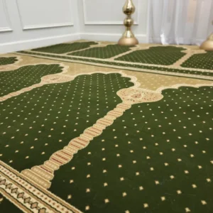 Luxury Olive Green with Gold Mosque & Masjid Carpet