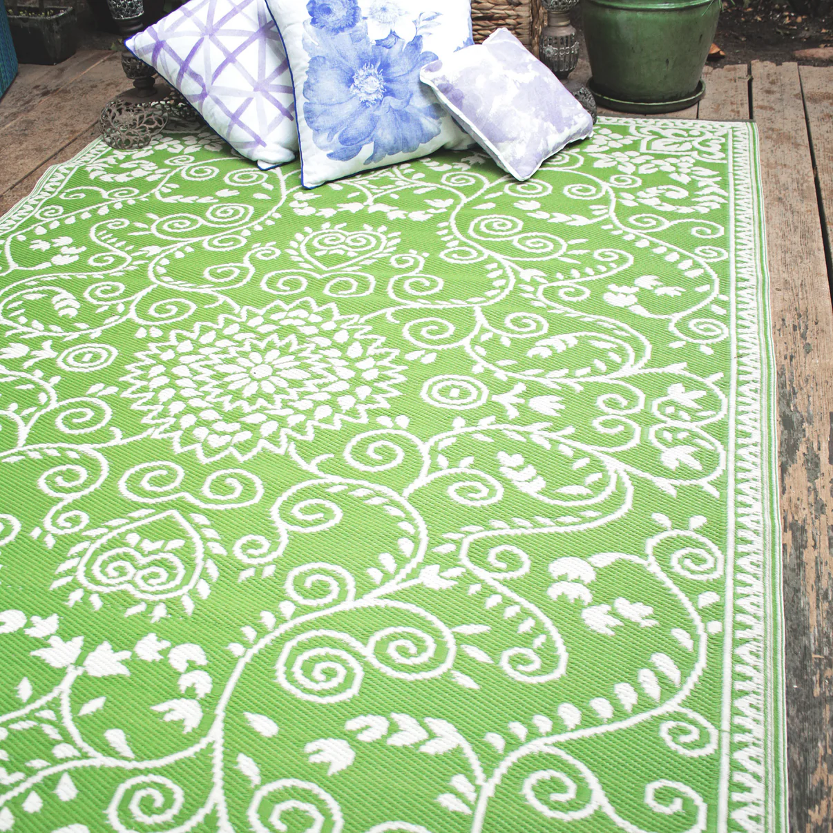 Murano - Lime Green & Cream Persian Outdoor Rug