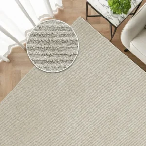 Narrow Textured Stripes Beige Carpet