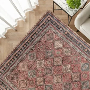 Ornate Border Diamond Pattern Carpet
