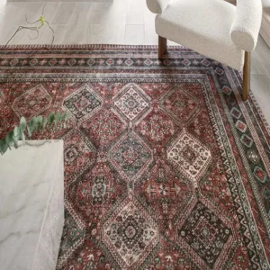 Ornate Border Diamond Pattern Carpet