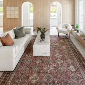 Ornate Border Diamond Pattern Carpet