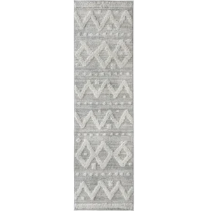 Raised Diamond and Dot Patterned Grey Carpet