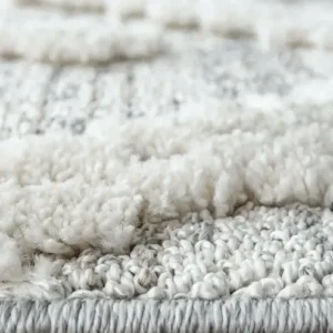 Raised Diamond and Dot Patterned Grey Carpet