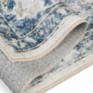 Roehit Oriental Washable Blue Ivory Area Rug