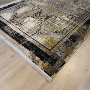 Handmade Irani Abstract Art Black Tessera Grey Rug