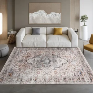 Vintage Oriental Machine Washable Area Rug