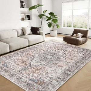 Vintage Oriental Machine Washable Area Rug