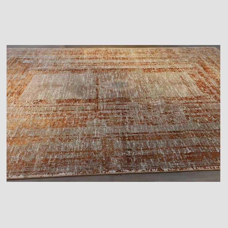 Orange Abstract Distressed Rug Modern Area Rug - Image 2