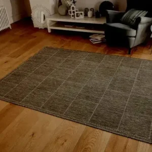 Checked Flatweave Grey Rug