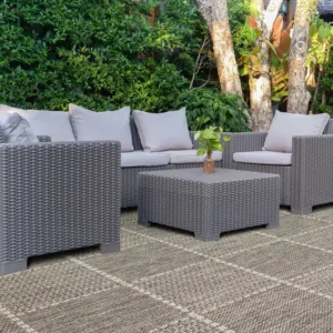 Checked Flatweave Grey Rug