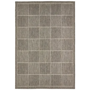 Checked Flatweave Grey Rug