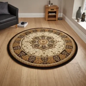 Circular Rugs in Black Cream
