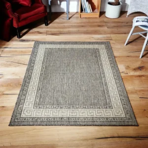 Greek Key Flatweave Grey Rug