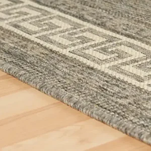 Greek Key Flatweave Grey Rug