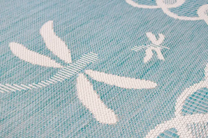 Terrace Outdoor Dragonfly Teal Rug
