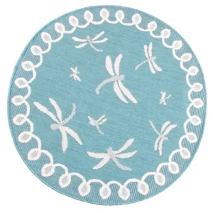 Terrace Outdoor Dragonfly Teal Rug