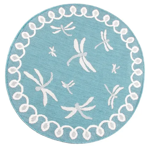 Terrace Outdoor Dragonfly Teal Rug